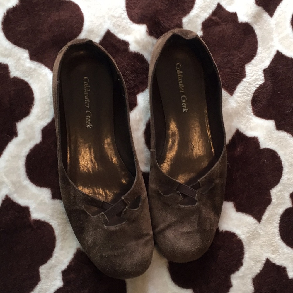 Coldwater Creek brown suede flats, size 9
